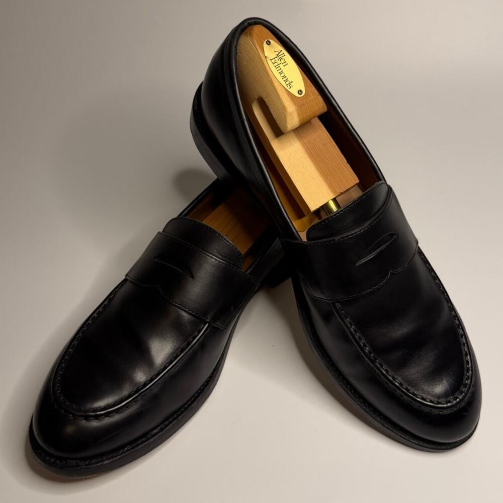 VGUC Grant Stone x J. Crew Ludlow Penny Loafer Black Leather Bench Made 11.5 D